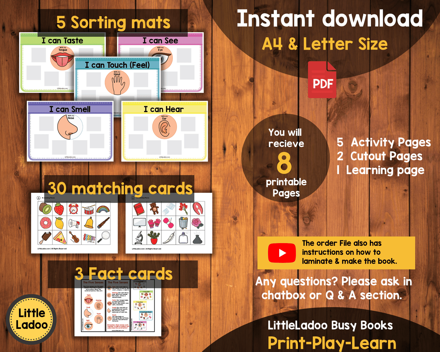 5 Senses Sorting Activity Printable