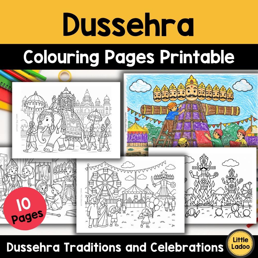 Dussehra Coloring Pages for Kids – Festival Printables