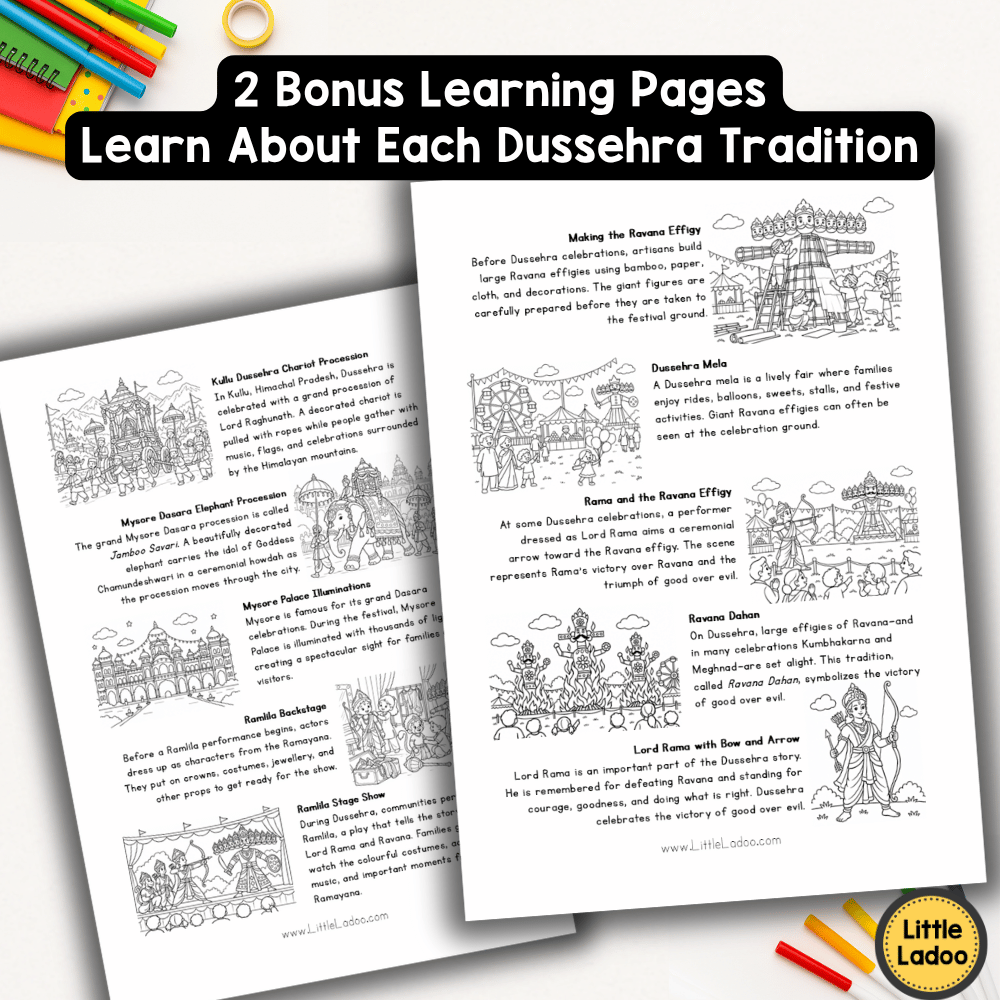 Dussehra Coloring Pages for Kids – Festival Printables