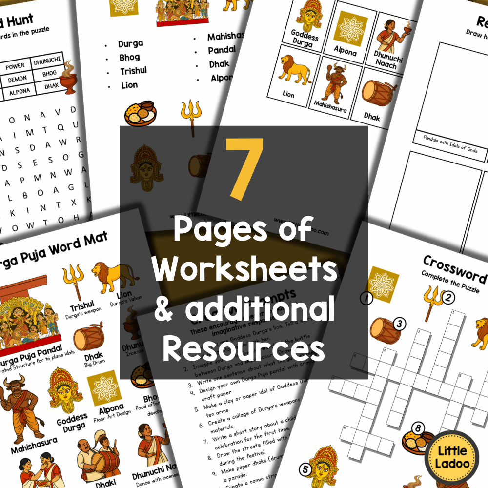 Durga Puja Mini Booklet + Worksheets