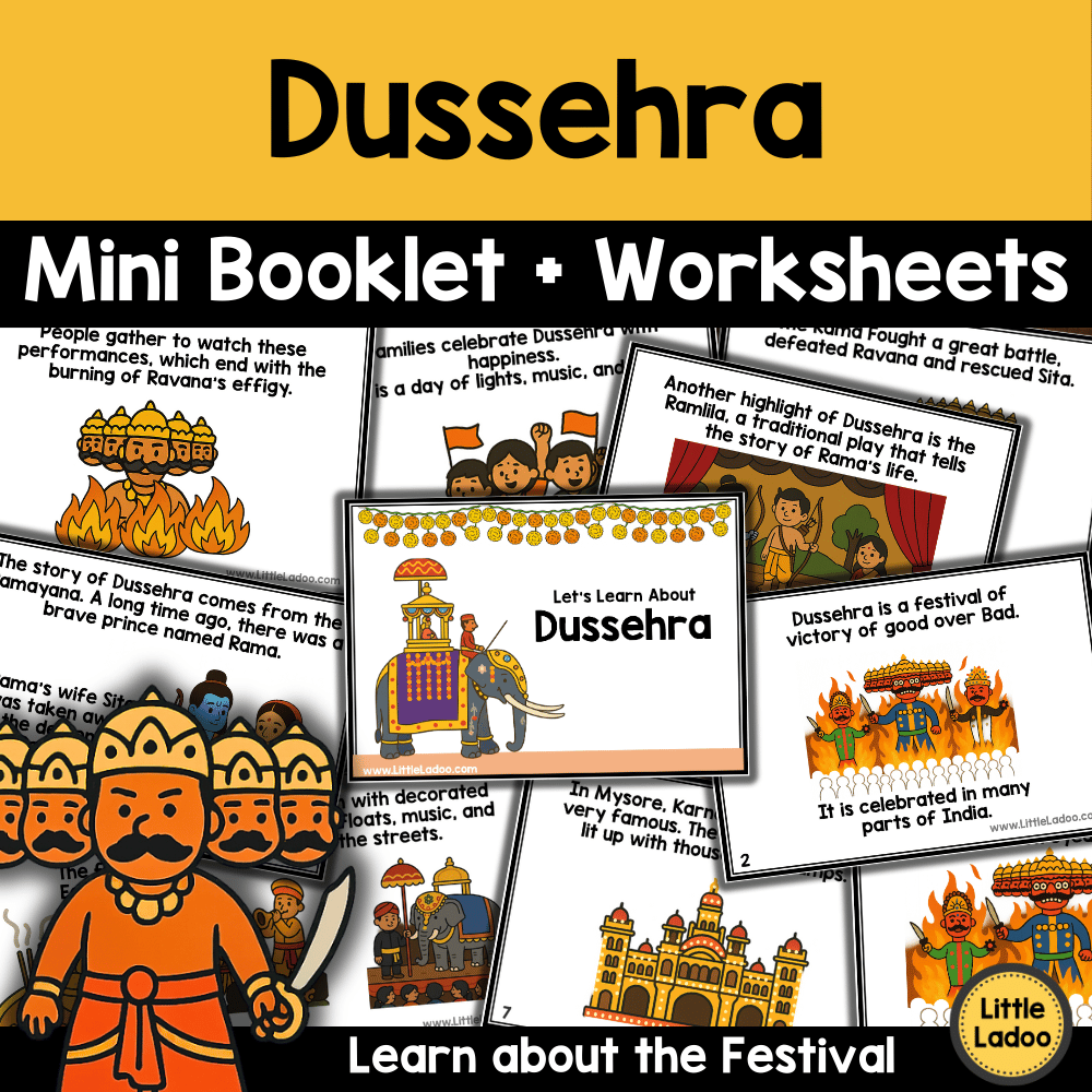 Dussehra Mini Booklet + Worksheets