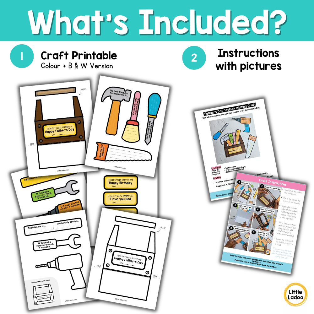 Father’s Day Toolbox Craft | Writing Activity Gift for Dad
