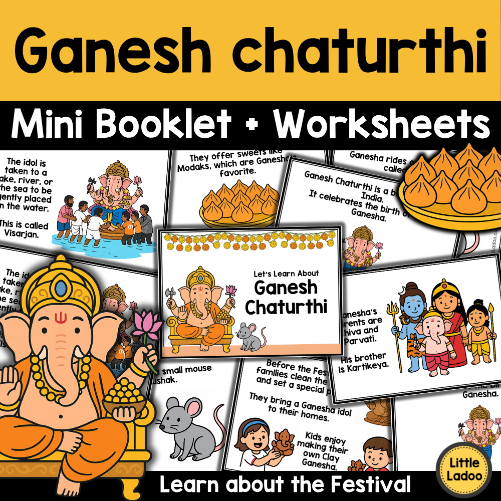 Ganesh Chaturthi Mini Booklet + Worksheets