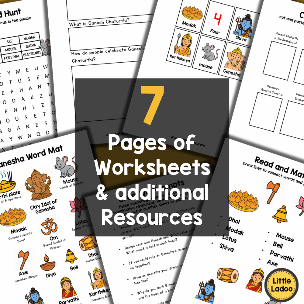 Ganesh Chaturthi Mini Booklet + Worksheets