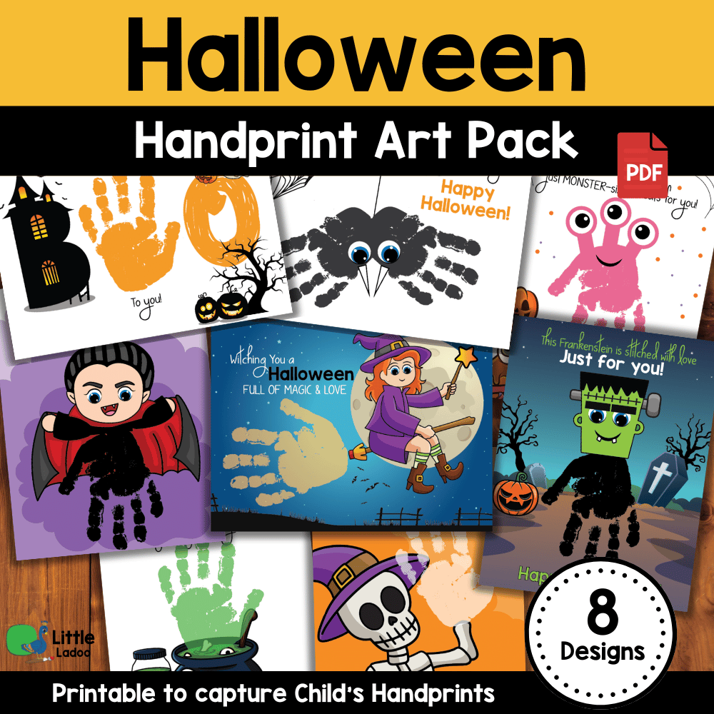 Halloween Handprint Art Printable {8 Designs}