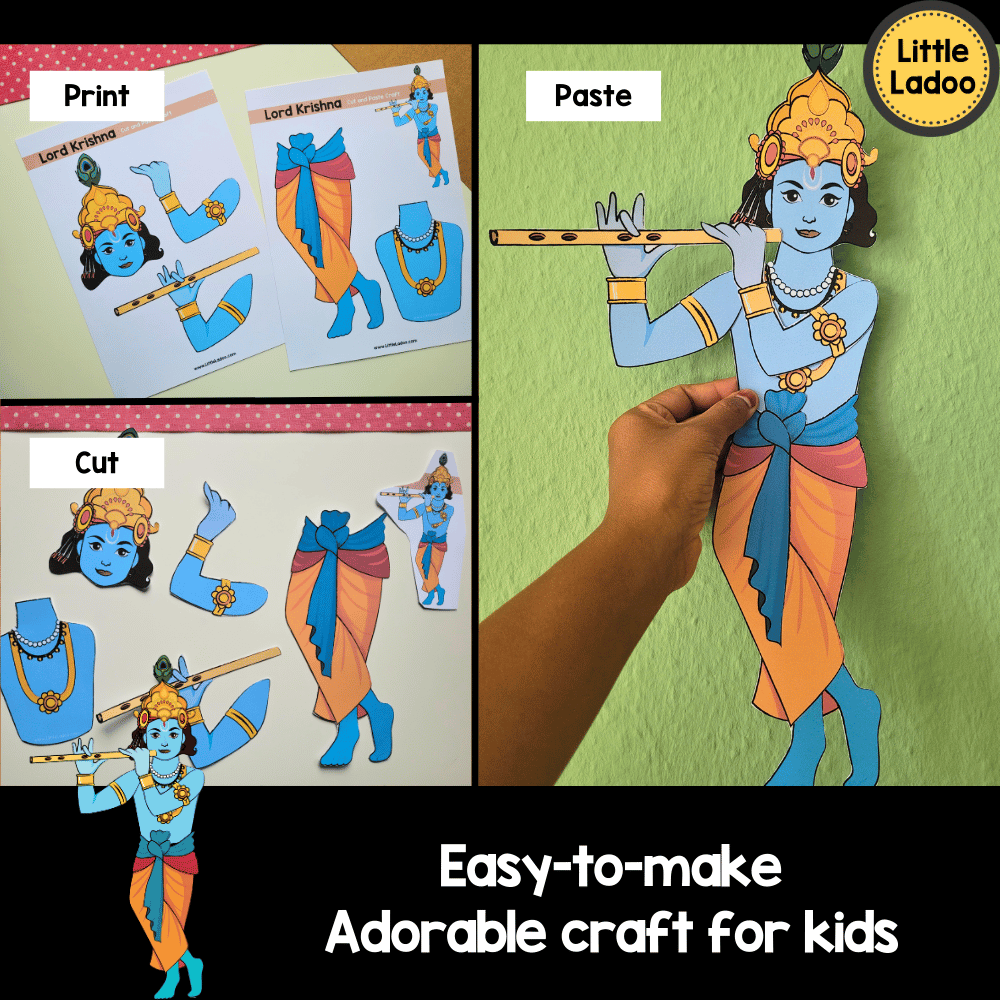 Lord Krishna Cut and Paste Craft Printable