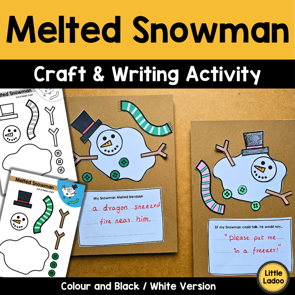 Melted Snowman Cut and Paste Craft and Writing Activity