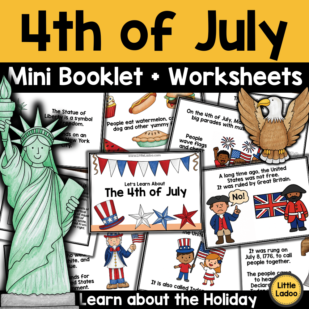 4th of July Mini Booklet + Worksheets