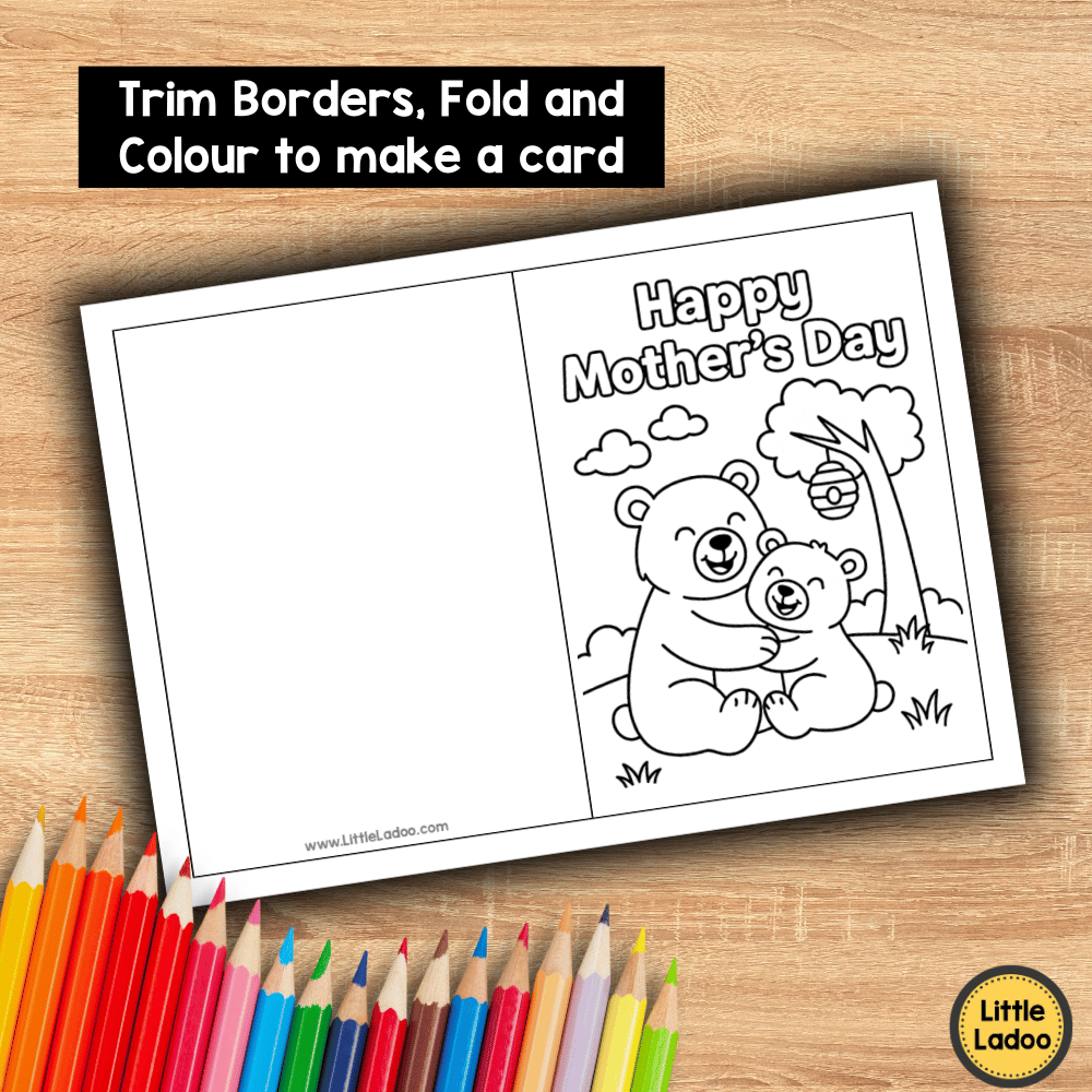 Mother’s Day Cards to Colour – 12 Cute Mom & Baby Animal Printables
