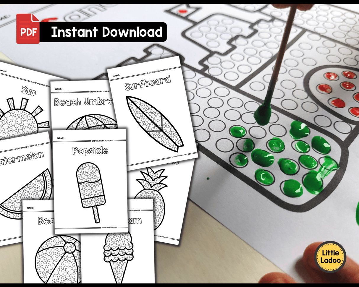 Summer Q-Tip Painting printable