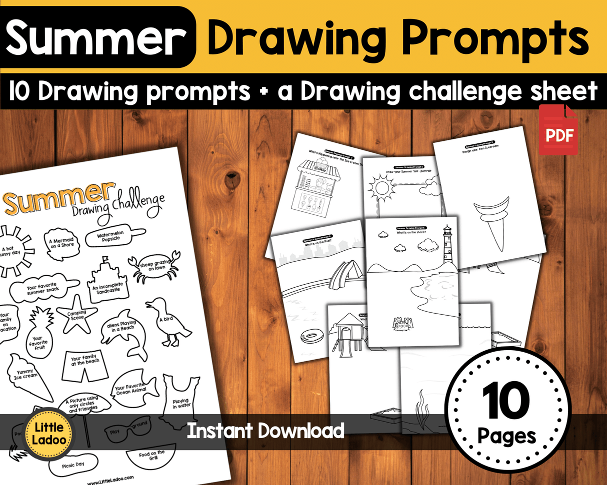 Summer Drawing Prompts Printable