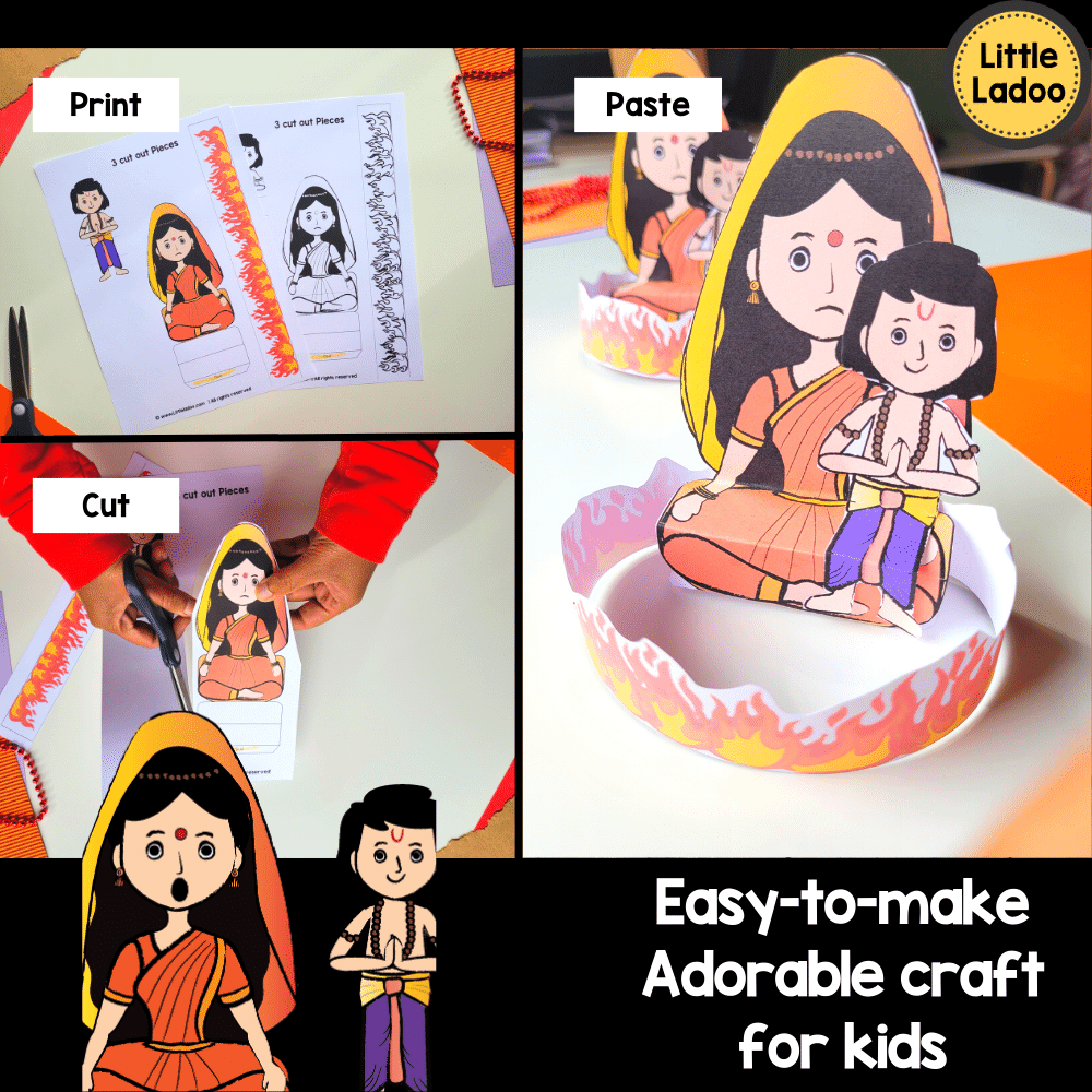 Story of Holi Craft - Holika and Prahlad 3D scene