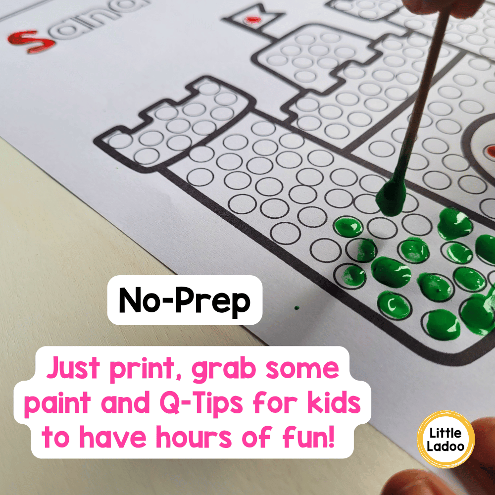 Summer Q-Tip Painting Printable | Dot Art Fine Motor Activities