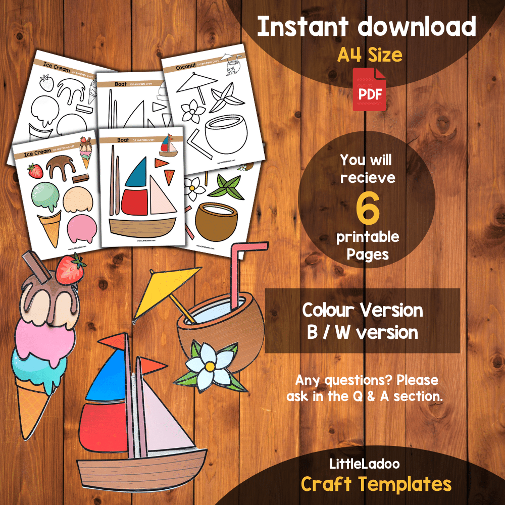 Summer Cut and Paste Craft Printable