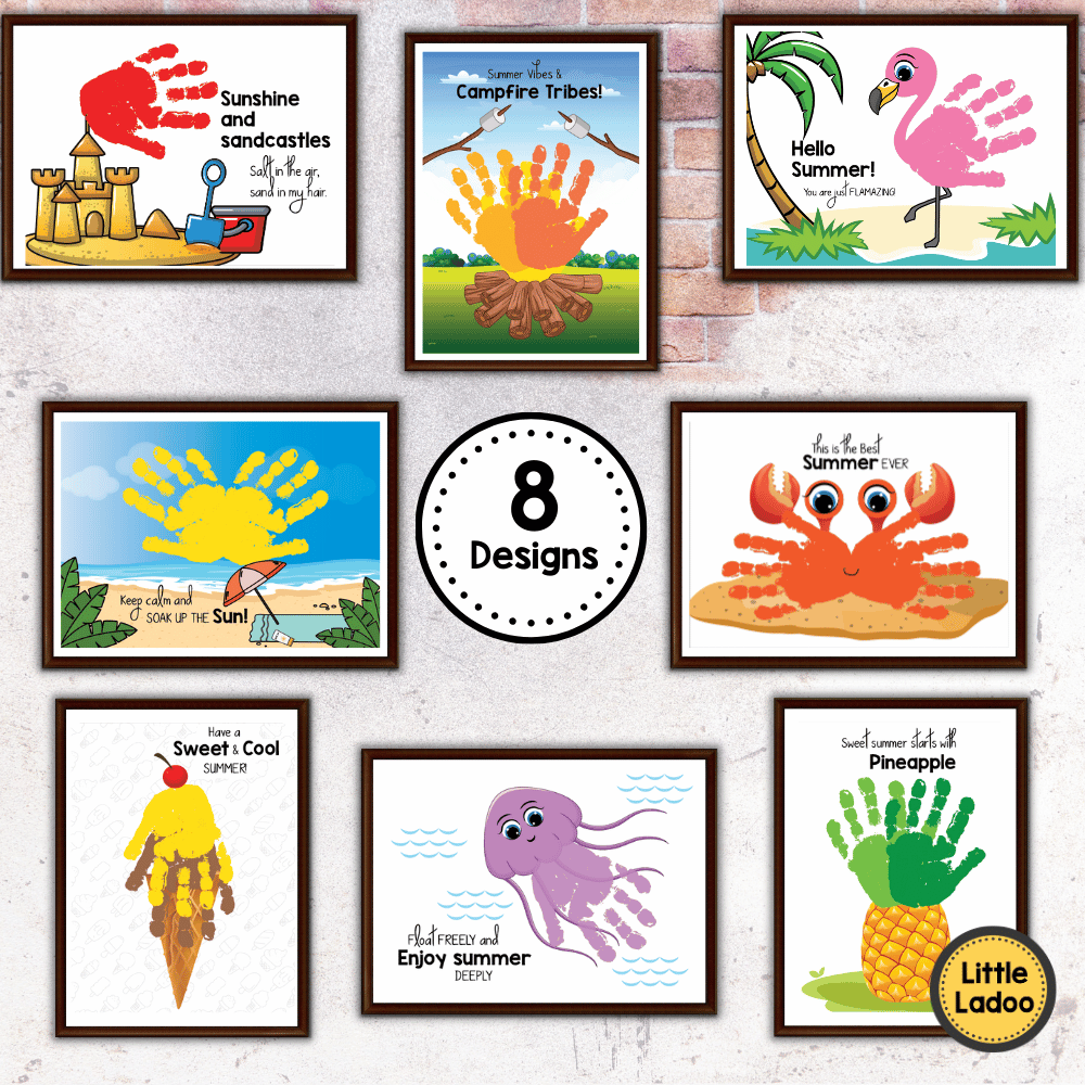 Summer Handprint Art Printable {8 Designs}