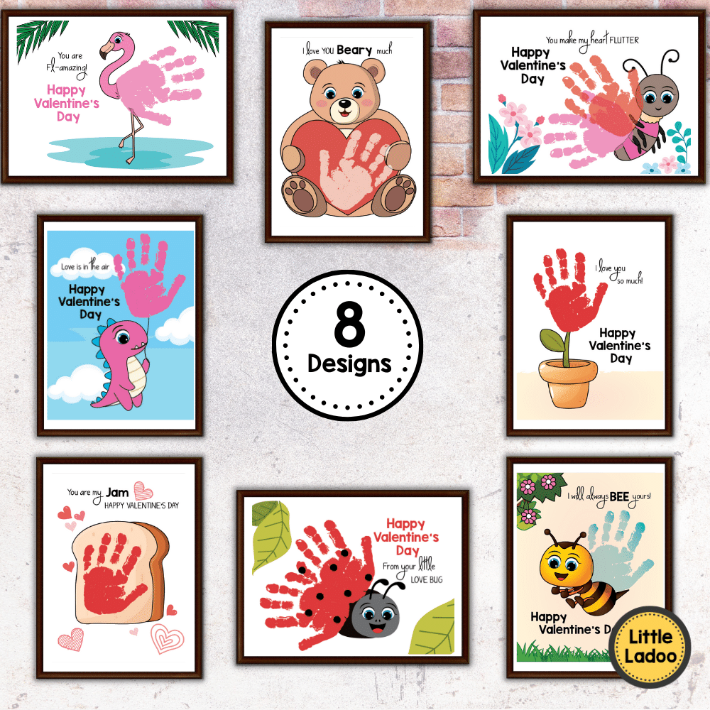 Valentine's Day Handprint Art Printable {8 Designs}