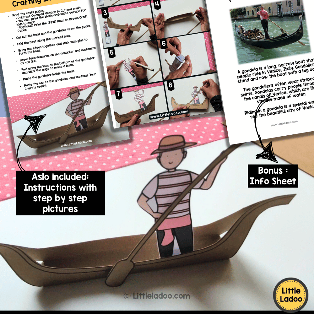 Venice Gondola Craft Printable