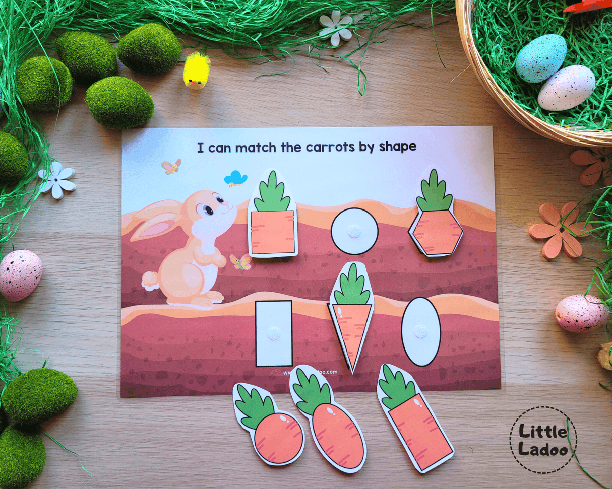 Carrots shape matching Easter printable