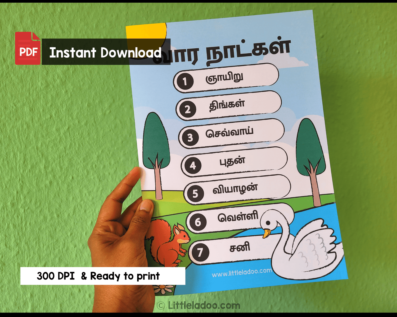 Days of the Week (Tamil) - Printable Poster
