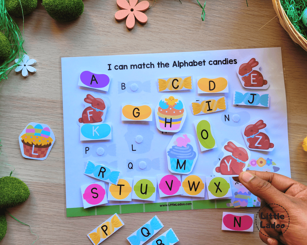 Easter candies alphabet matching game
