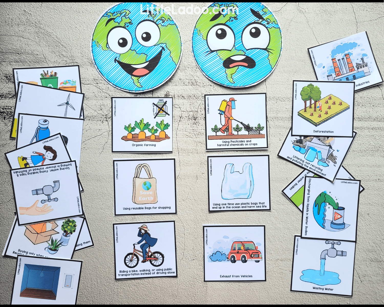 Happy Earth vs Sad Earth Sorting Cards