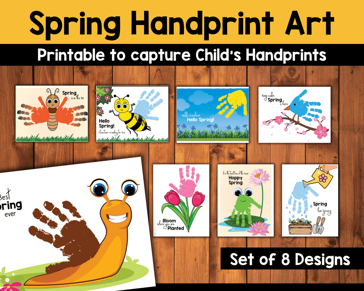 Spring Handprint Art Printable {8 Designs}