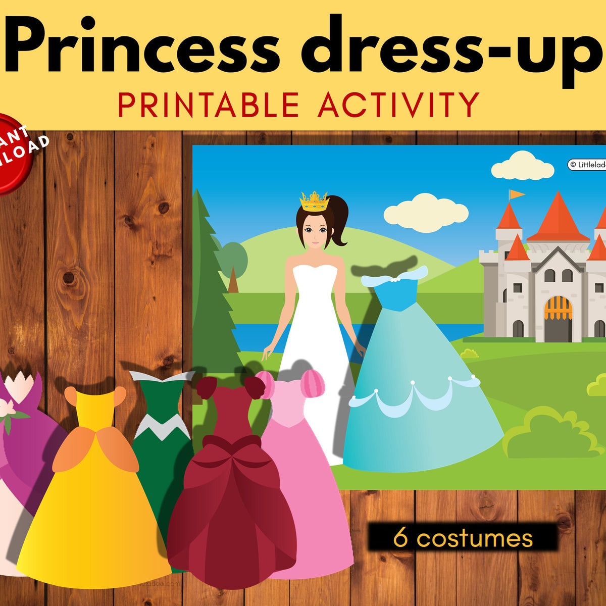 Dress up the Princess Printable (Activity Page + 6 Costumes) – LittleLadoo