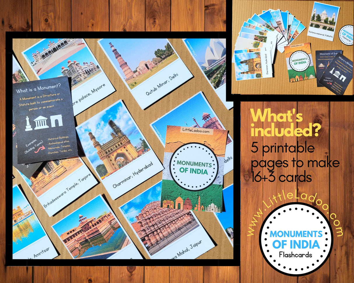 Monuments of India 3 Part Cards + Activities