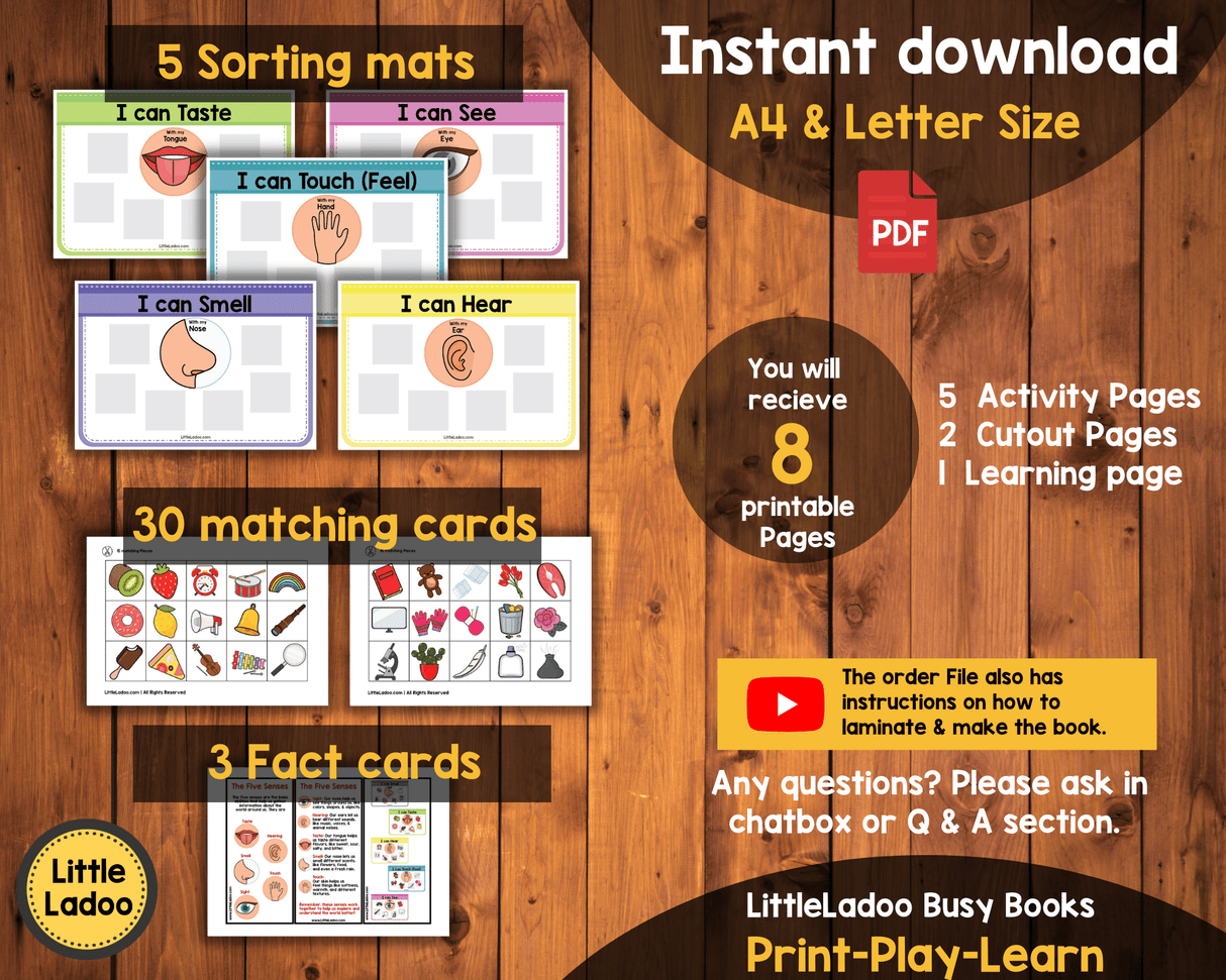5 Senses Sorting Activity Printable