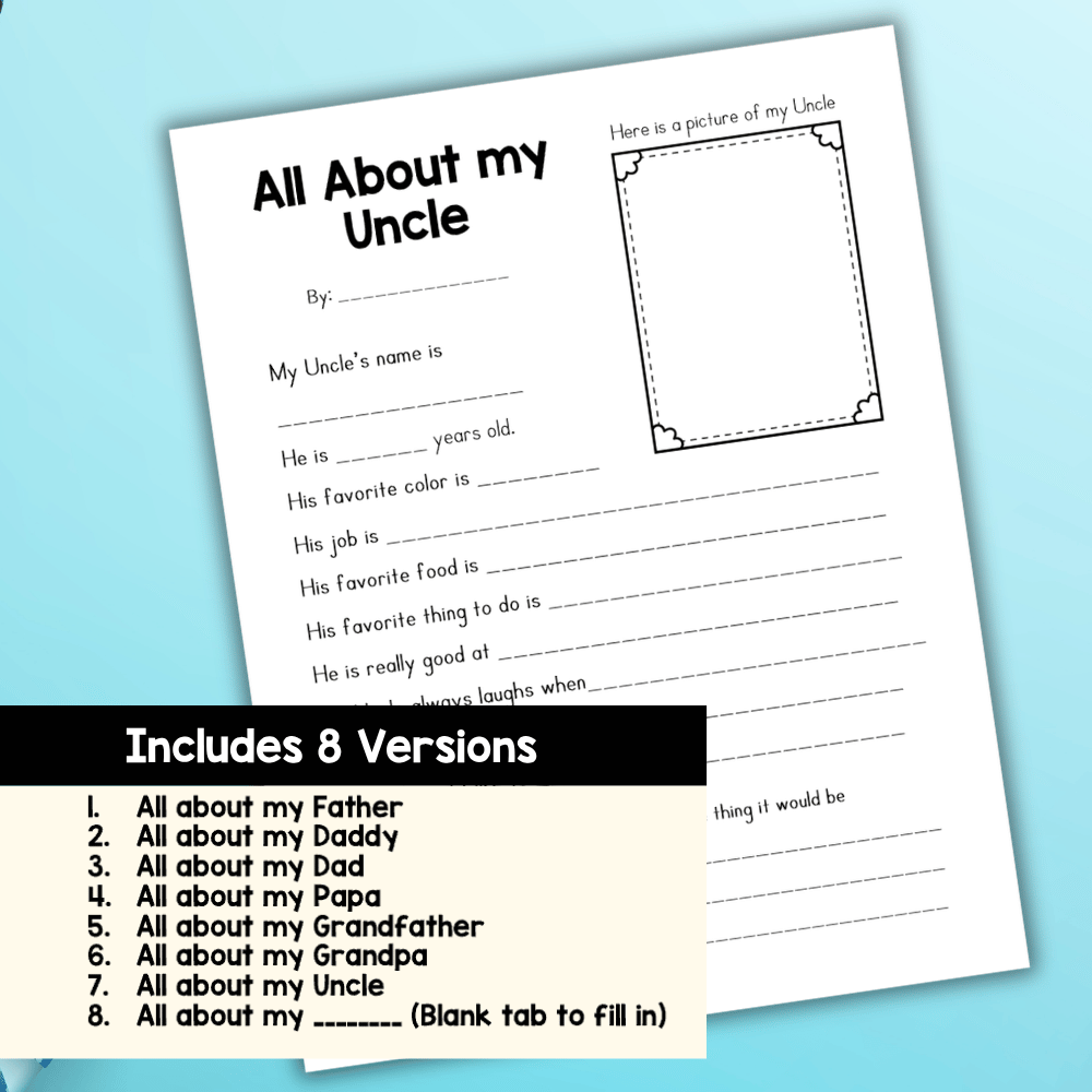 All About My Dad Printable | Father’s Day Keepsake Questionnaire for Kids