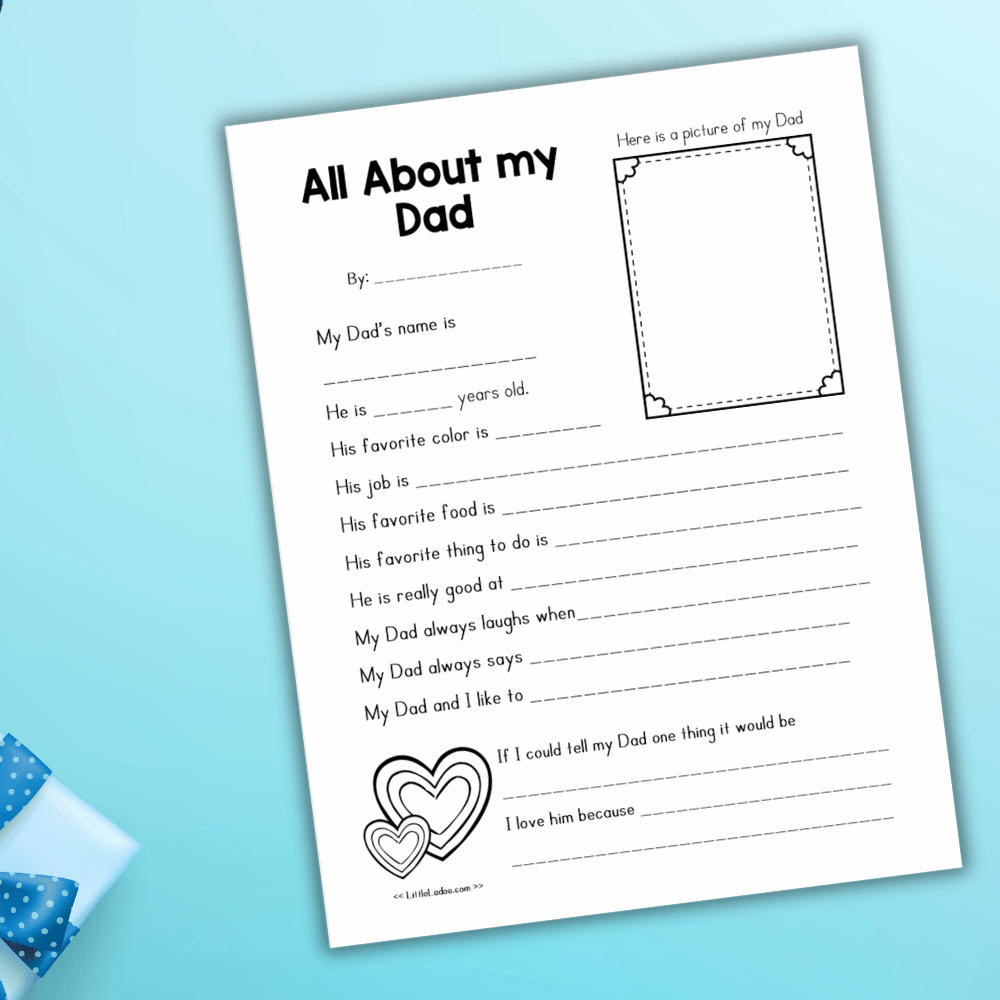 All About My Dad Printable | Father’s Day Keepsake Questionnaire for Kids