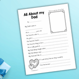 All About My Dad Printable | Father’s Day Keepsake Questionnaire for Kids
