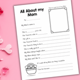 All About My Mom Printable | Mother’s Day Keepsake Questionnaire for Kids