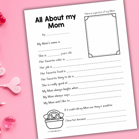 All About My Mom Printable | Mother’s Day Keepsake Questionnaire for Kids