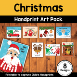 Christmas Handprint Art Printable {8 Designs}