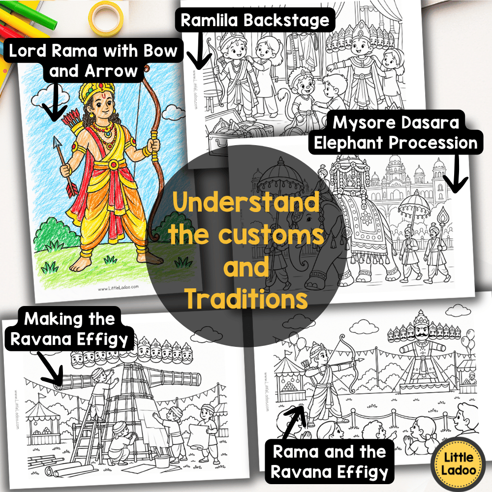 Dussehra Coloring Pages for Kids – Festival Printables