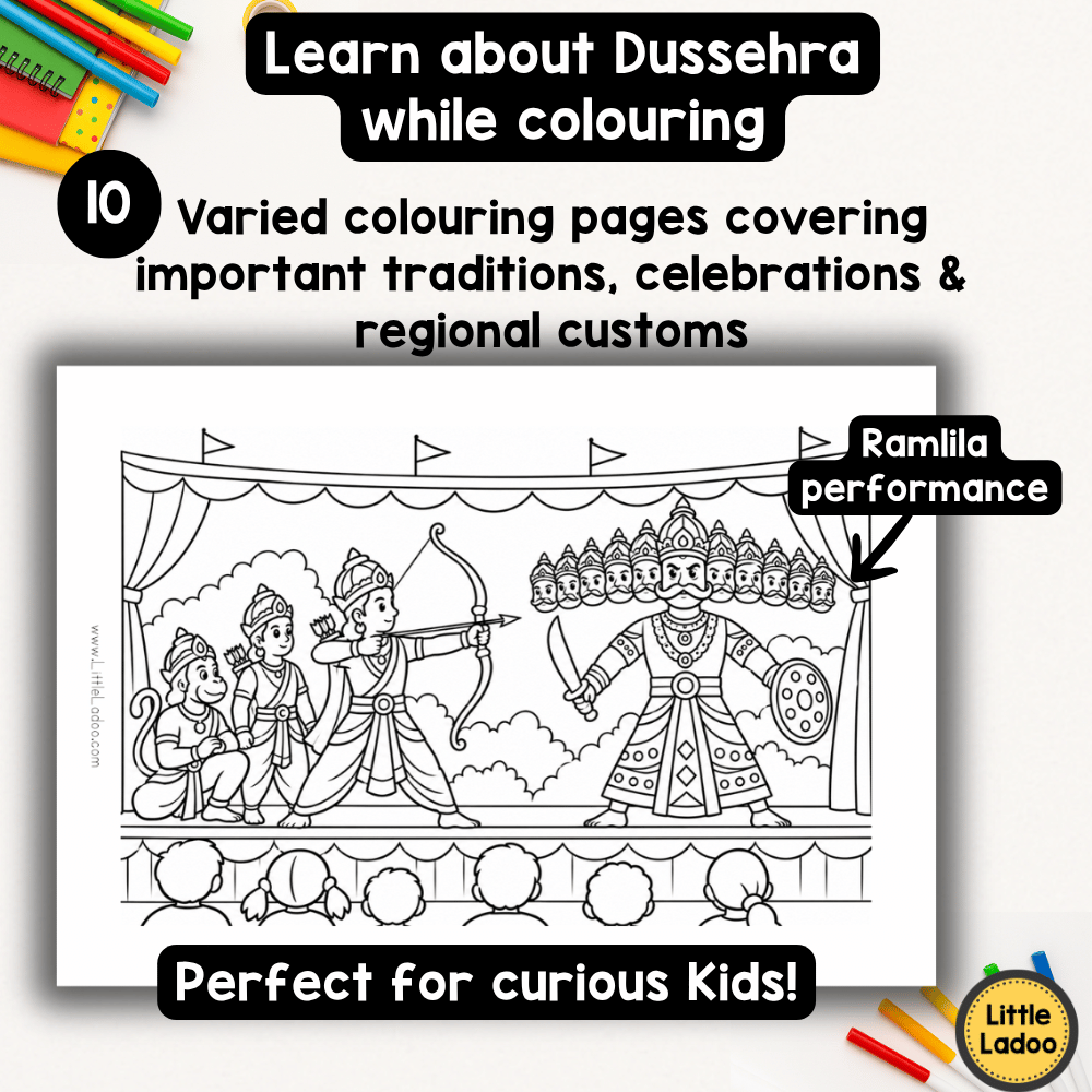 Dussehra Coloring Pages for Kids – Festival Printables