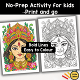 Durga Puja Coloring Pages for Kids – Festival Printables