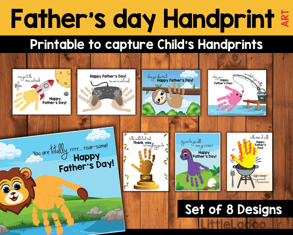 Father's Day Handprint Art Printable {8 Designs}