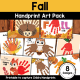 Fall Handprint Art Printable {8 Designs}