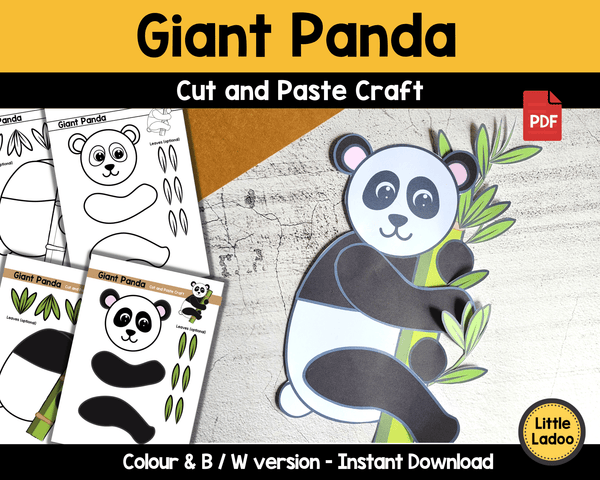 Giant panda Cut and Paste Craft Template