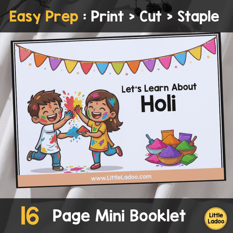 Holi Booklet Printable for Early Readers | Festival of Colors Activities