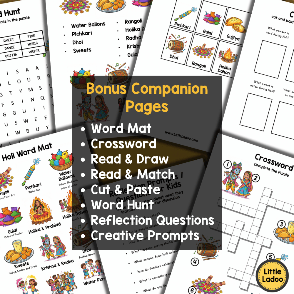 Holi Booklet Printable for Early Readers | Festival of Colors Activities