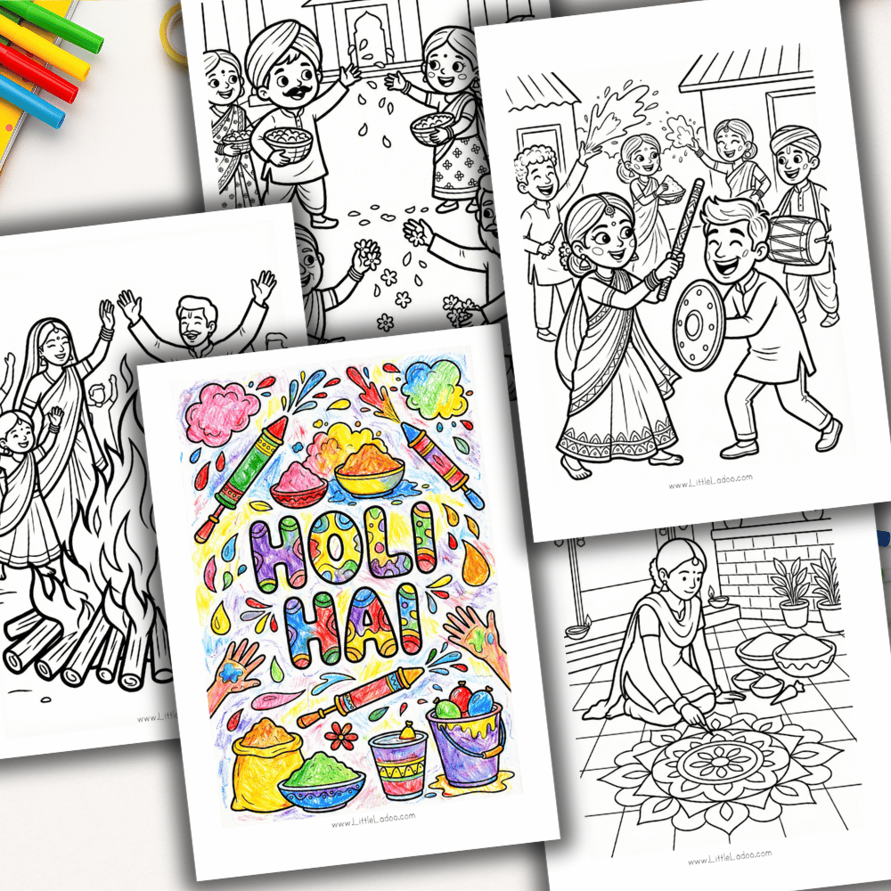 Holi Coloring Pages Printable