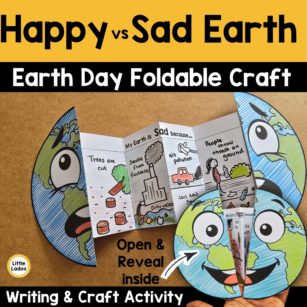 Earth Day Happy vs Sad Earth Craft