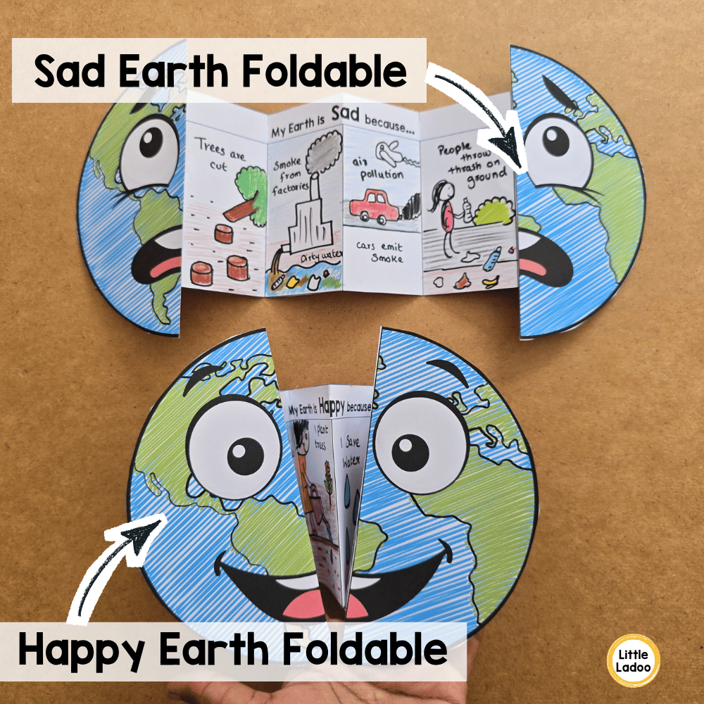 Earth Day Happy vs Sad Earth Craft