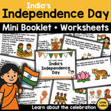Indian Independence Day Mini Booklet + Worksheets