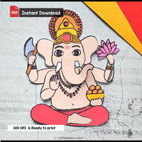 Lord Ganesh Cut and Paste Craft Template