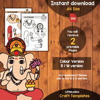 Lord Ganesh Cut and Paste Craft Template