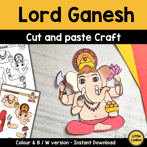 Lord Ganesh Cut and Paste Craft Template